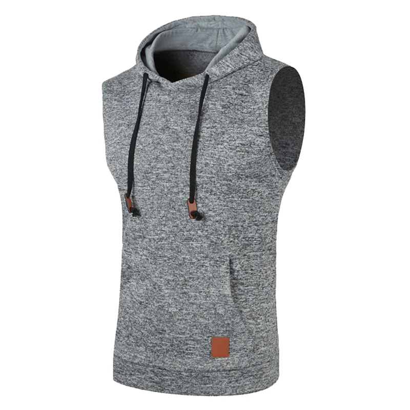 Mens Sleeveless Hoodies Fashion Casual Hooded Sweatshirt Men Bodybuilding Tank Top Sporting Shirt Waistcoat Vest Gym