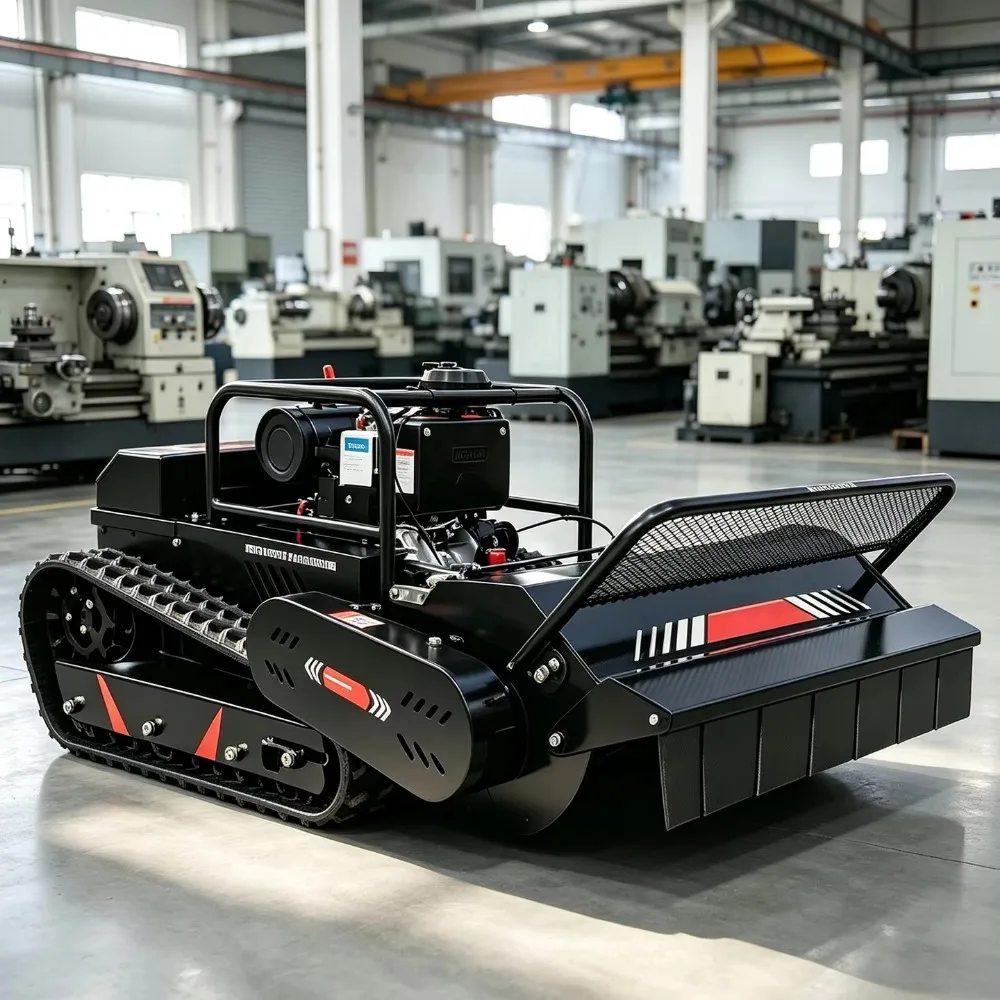 Remote Controlled Intelligent Lawn Mower, Tracked Lawn Mower with a Width of 800mm, 1000mm Flail Mower