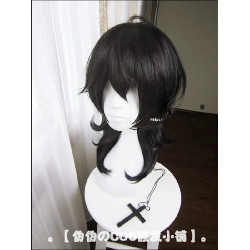 

2025 yiyi Ensemble Stars Sakuma Rei Short Black Halloween Party Heat Resistant Hair Cosplay Costume Wigs + Free Wig