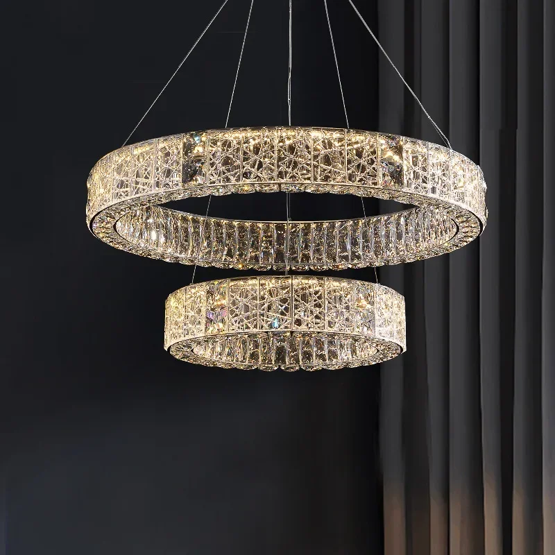 

GHEUVNJ Light luxury style crystal chandelier, living room main light, high-end sense, hall, dining room, bedroom lighting