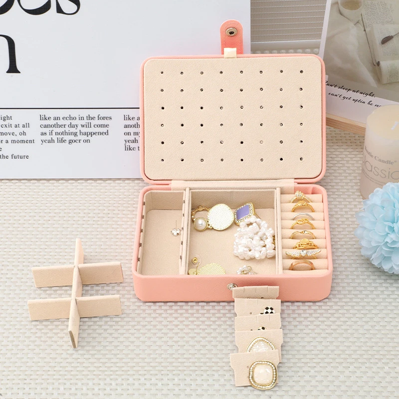 1Pc Simple and Portable Jewelry Storage Box, Large-Capacity Double-Layer Jewelry Box, Earrings, Ring and Necklace Storage Box, Gift for Ladies and