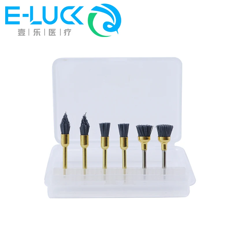 6Pcs/Box Dental Polishing Brush Polishing Felt Cotton Wheel Brush Silicon Carbide For Low-Speed Contra Angle Handpiece