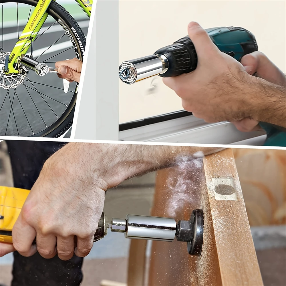7mm~19mm Multifunctional Universal Socket,with 3/8in Rod,2pcs/set,Magic Ratchet Professional Socket Wrench,Auto Repair Tool Set view 6