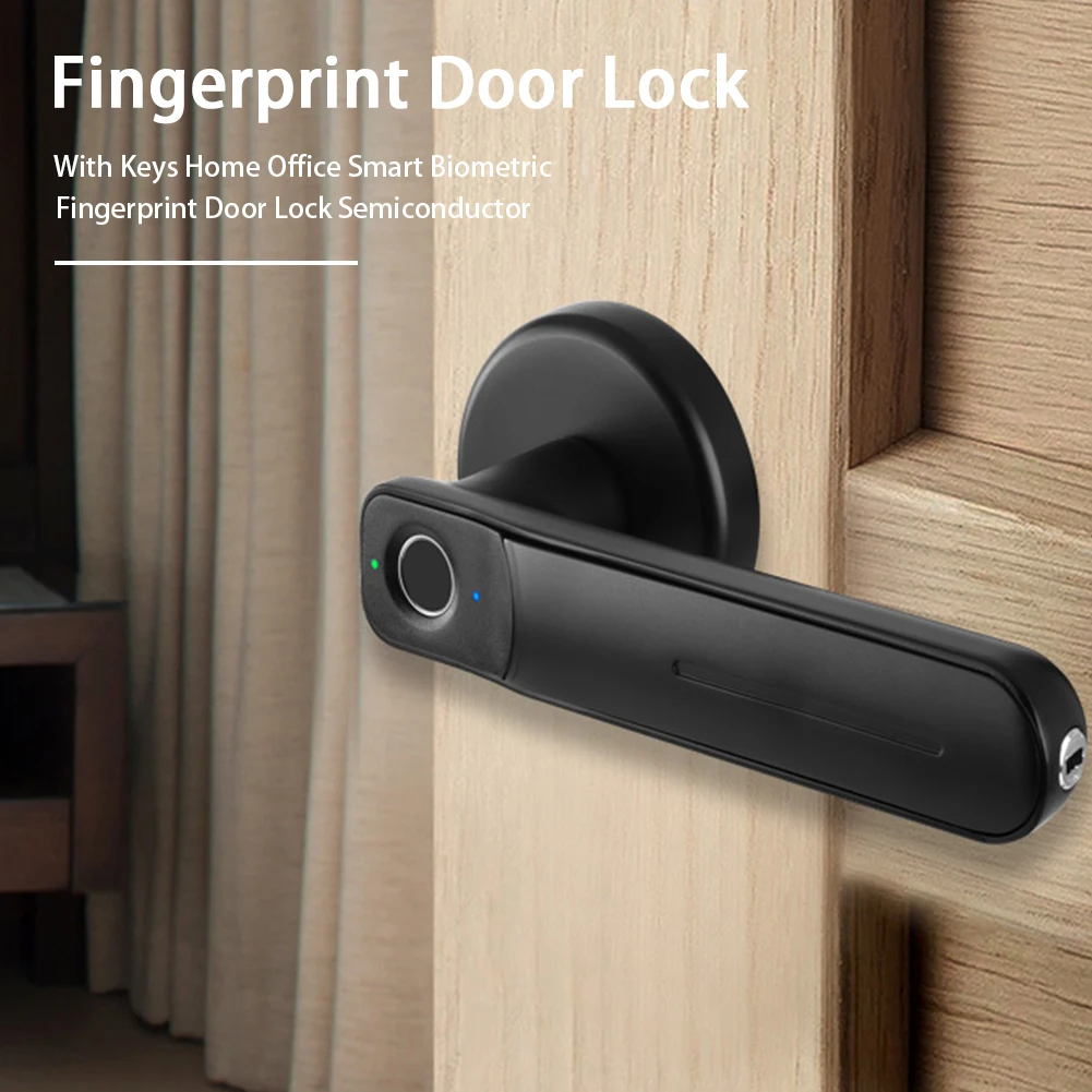 Semiconductor Fingerprint Door Lock Apartment Smart Biometric Zinc Alloy Battery Operated Home Office Electronic With Keys