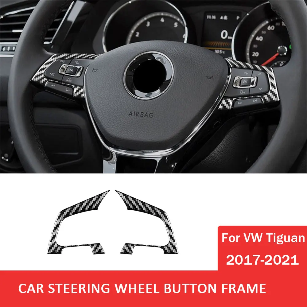 

Car Steering Wheel Button Panel Trim Sticker for Volkswagen VW Tiguan 2017-2021 Carbon Fiber Decal Auto Interior Accessories