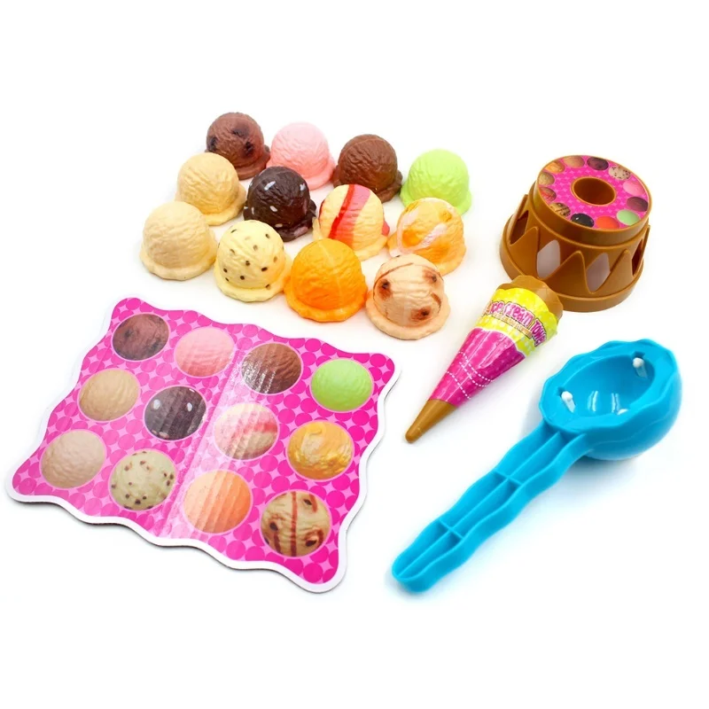 Tour de jeu de crème glacée pour enfants, 16 pièces, jouets éducatifs, jouet alimentaire, Simulation amusante et Durable, jouet de cuisine