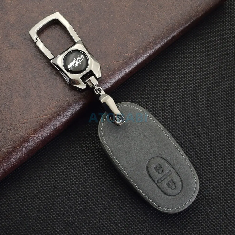 Graue Leder-Autoschlüsselhülle für Suzuki 2016 2017, Spacia Solio Palette MR Wagon Hustler Every Alto Lapin Remote Fob Shell Case – Detail 8