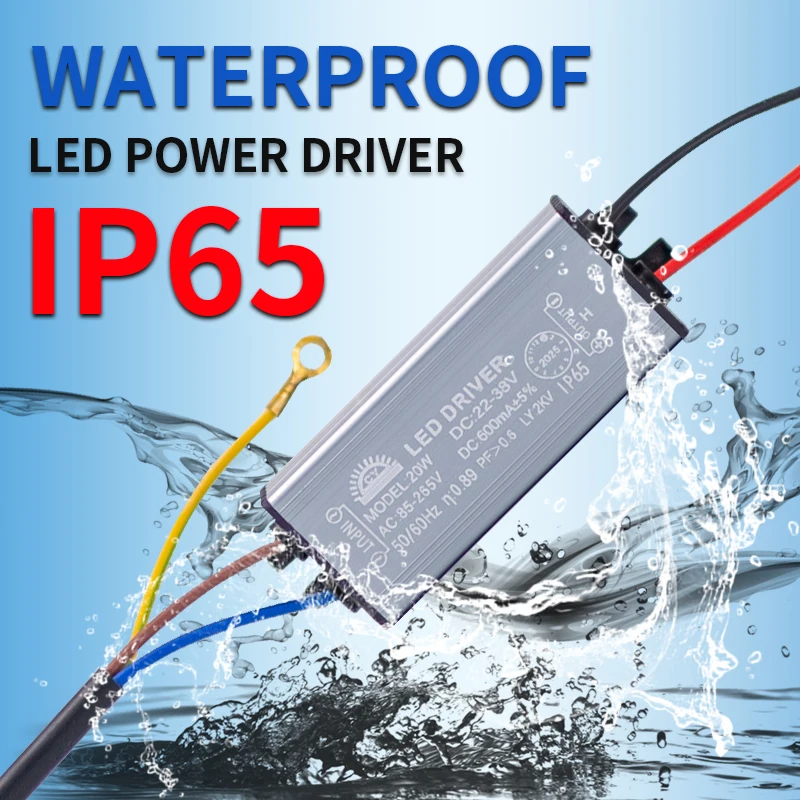 

LED Driver IP65 Waterproof Convert AC85-265V to DC22-38V Lighting Transformer DIY Power Supply for Outdoor Flood Light Spotlight