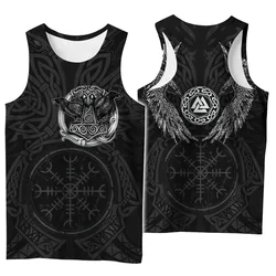 Odin vikingo Symbol Tattoo para hombre, Camiseta con estampado 3D de cuervo, chaleco Harajuku, camiseta sin mangas de moda, ropa de calle de verano, camisetas sin mangas-2