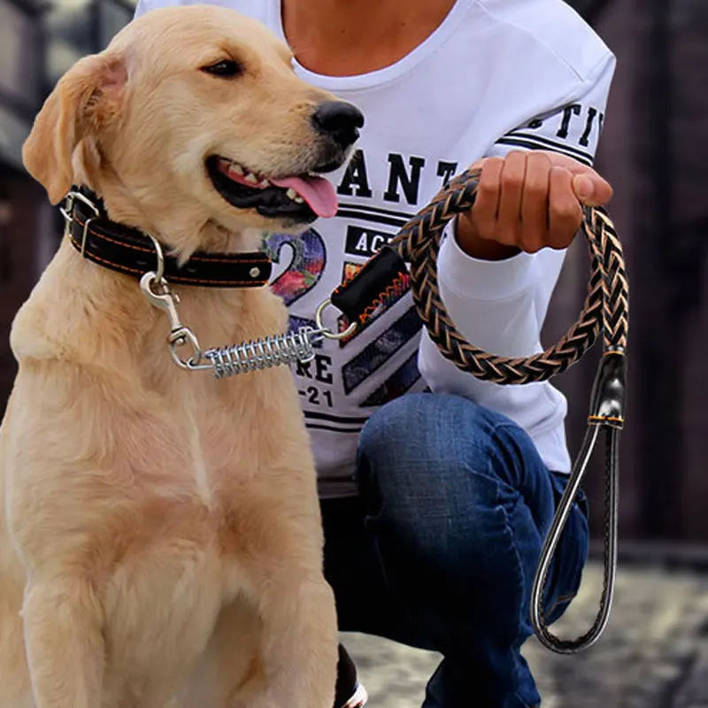 Robuste und strapazierfähige Hundeleine aus echtem Leder, geflochtene Hundetrainingsleine für Schäferhunde, mittelgroße und große Hunde, Haustierzubehör. – Detail 1