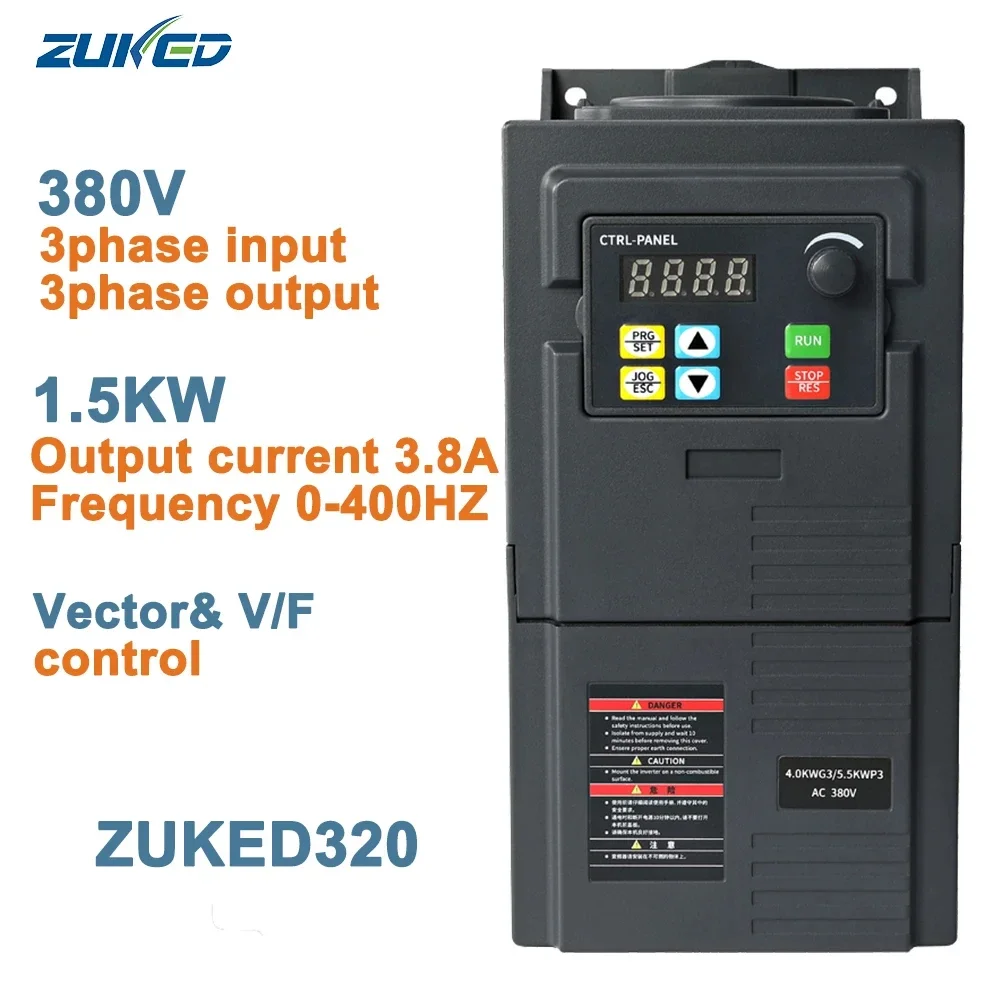 ZUKED vfd 1.5kw 2.2KW 3KW 4KW 5.5KW Frequency converter Drive frequency inverter 380v Three-phase motor speed control soft start