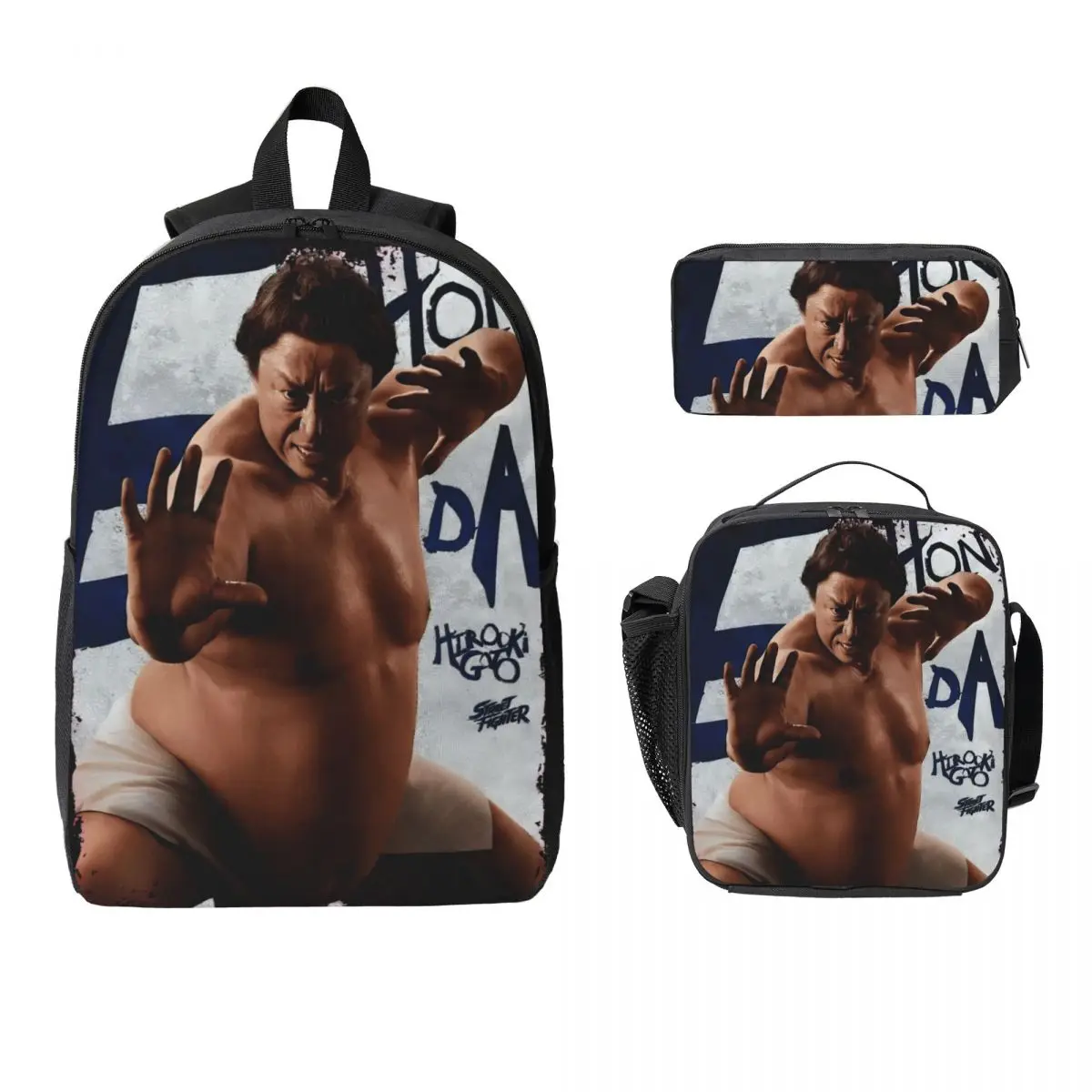 3Pcs Streets Fighters Movie 2026 merch Backpack Set for Kids Pencil Boxes Bookbag Sets with Lunch Box For Students Daypack