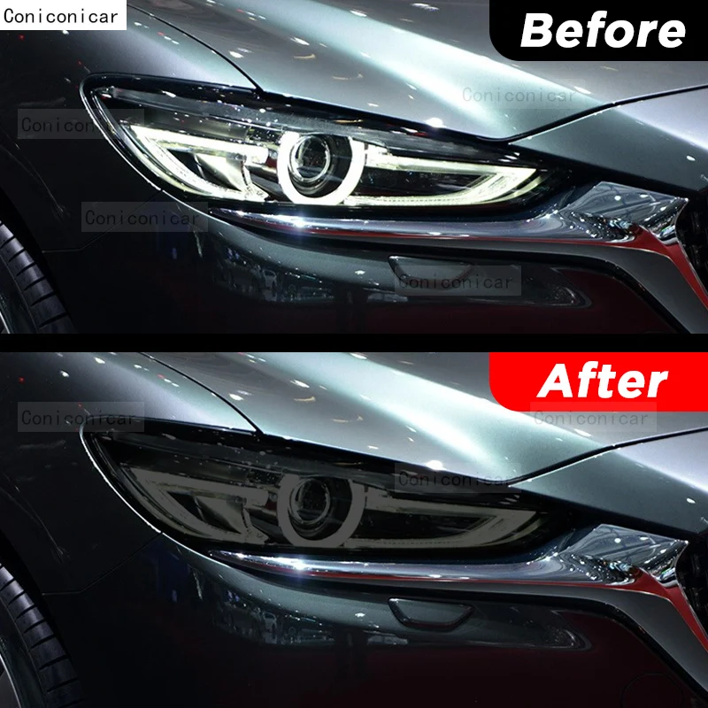 2 Pcs Performance Car Headlight Protective Film Front Light Smoked Black TPU Sticker For Mazda 6 Atenza 2018-2020 Accessories