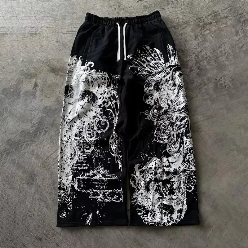 2026 Y2K Sommer Retro Casual Hosen Gothic Direktdruck Bodenlange Hosen Übergroße Unisex Streetwear Mode Herrenhosen – Detail 7
