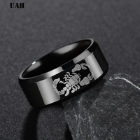 UAH Punk Scorpion Stainless Steel Male Retro Ring Scorpion Pattern Stainless Steel Titanium Rings for Men Jewelry