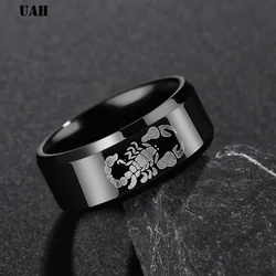 UAH Punk Scorpion Stainless Steel Male Retro Ring Scorpion Pattern Stainless Steel Titanium Rings for Men Jewelry