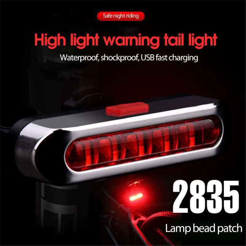 Luz de advertência brilhante para Mountain Bike, USB recarregável, luzes de equitação noturna, acessórios de ciclismo, 5LED