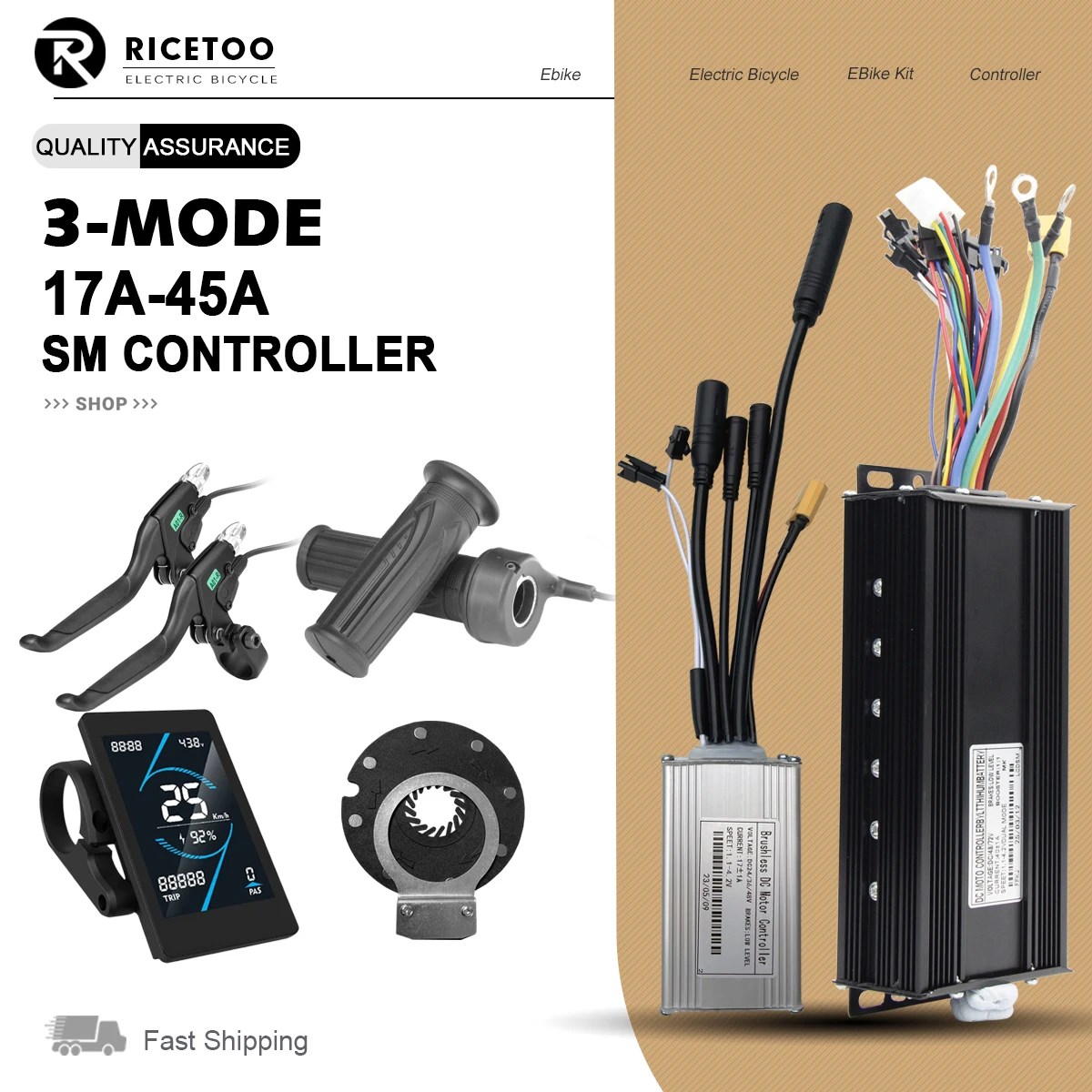 

Electric Bicycle Controller 250W350W500W750W1000W1500W2000W Brushless Motor Controller T5S LCD Meter (Protocol 2) 36V48V52V