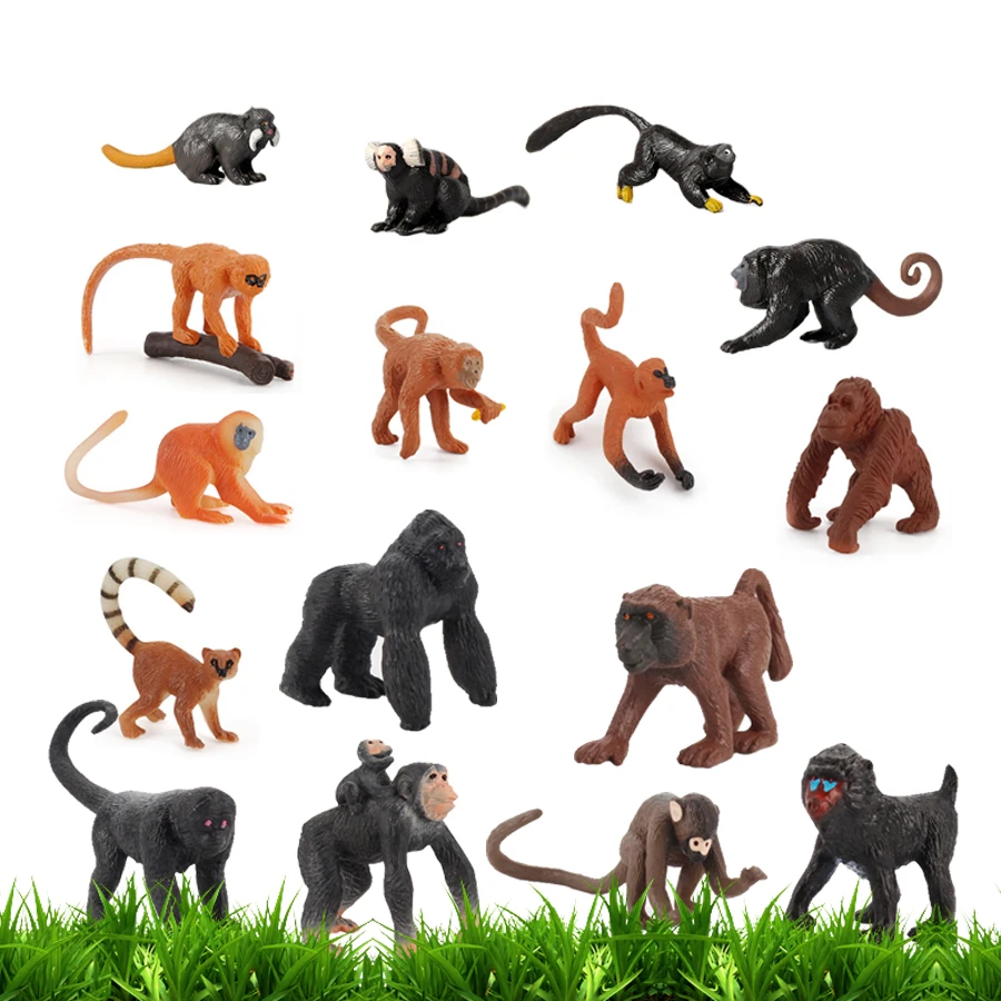 

Simulation Hand Painted Wild Animals Model Mini Jungle Animals Monkey Action Figures Toy Playset For Kids Education Toys Gift