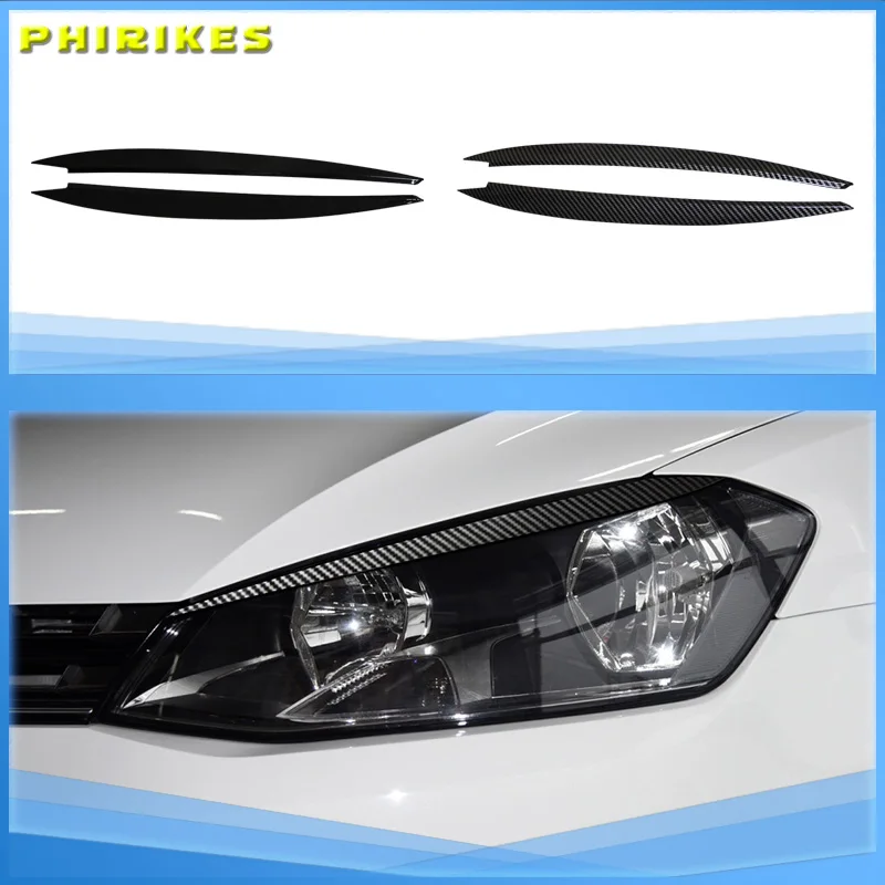 For Volkswagen VW GOLF 7 Golf7 MK7 GTI 2013-2017 L+R Car Headlights Eyebrow Eyelids Trim Stickers Cover Body Kit Gloss Black