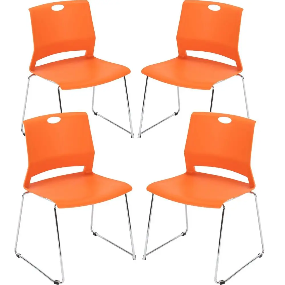 

of 4 Stackable Chairs with Sled Base Reception Guest Chair Stacking Chairs for Office Waiting Room Conference Room Guest Recept