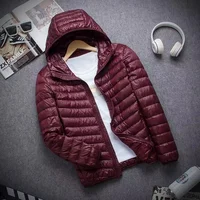 0-10℃ Men's Winter Jacket Ultra Light Duck Down Jackets Portable Hooded Puffer Feather Thin Parkas Windproof Outerwear Coat 5XL 5
