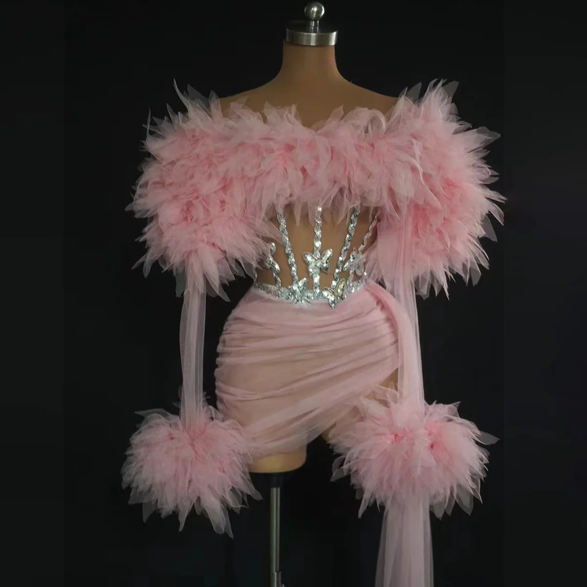 메쉬 의상 나이트 클럽 바 댄스 드레스 가수 모델 Catwalk 생일 저녁 파티 드레스 Vestidos De Ocasião 공식 파티 드레스