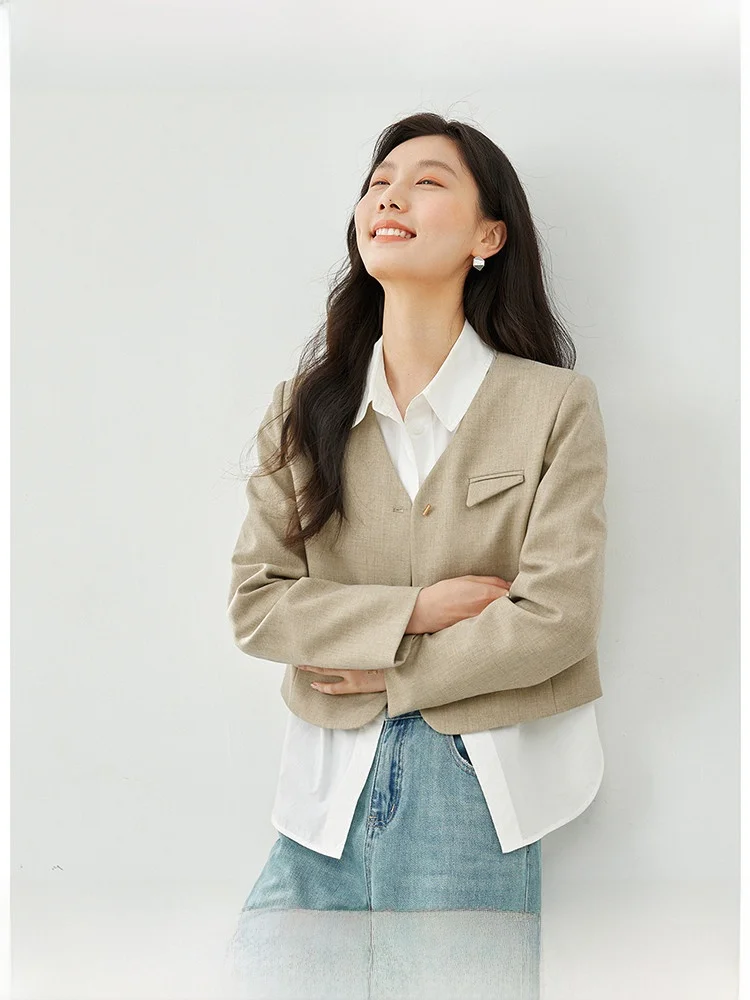 

Ele Commute Outerwear V-Ne Open Cardigan Loose Slimming Spring Autumn New Arrival Ladies Faion Polyester Blend