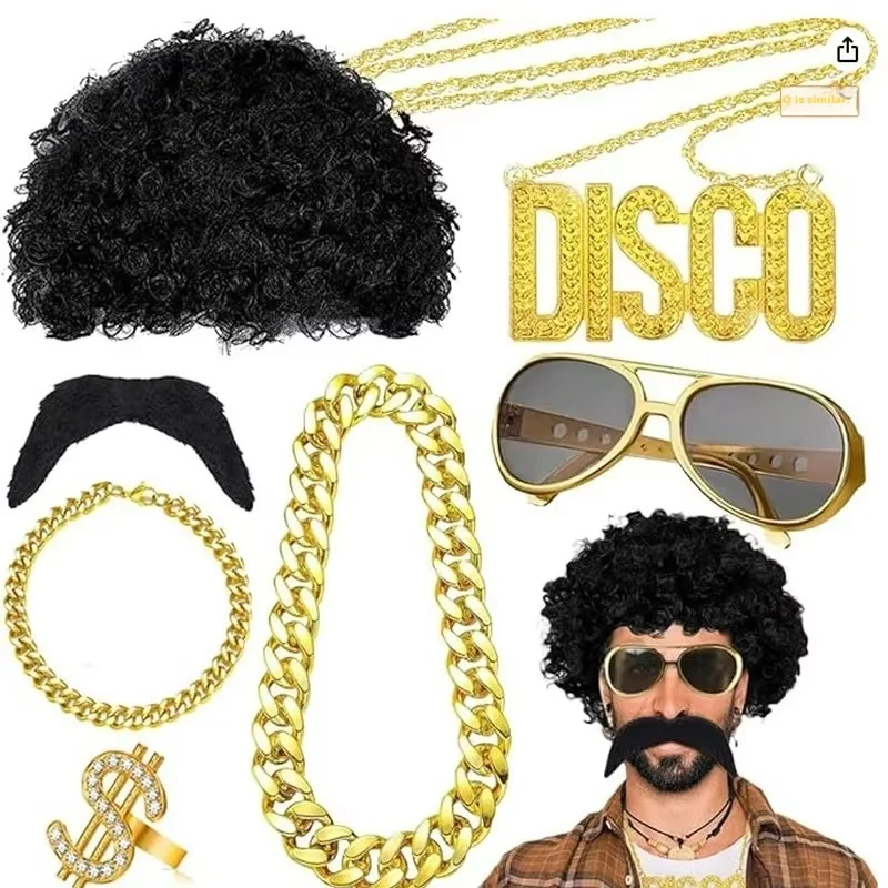 

Hip Hop Costume Set Gold Chain Simulation Internet Celebrity Funny Exaggerated Thick Necklace Rich Fake Gold Plastic Male Prop