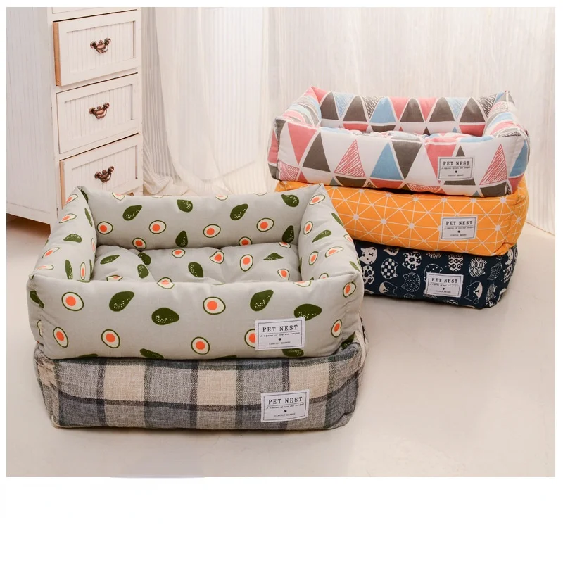 Square lattice Dog bed Detachable washable Pet Bed cat nest Double-sided usable cotton pad Sleeping Bag For Big Small Cat