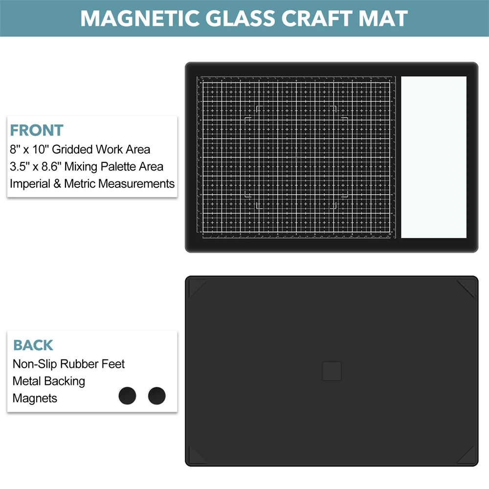 1pc Magnetic Glass Craft Mat 2pcs Strong Magnet 40*26cm Magnetic Glass Board for DIY Cutting Stamping Inking Mixed Media Project