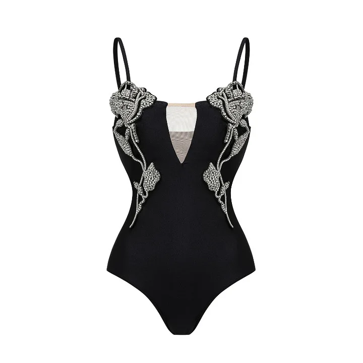 

2025 Crystal Rose Swimsuit - Rhinestone Embroidery & Tummy Control | Maillot de Bain Femme & купальник | Luxury Resort Wear