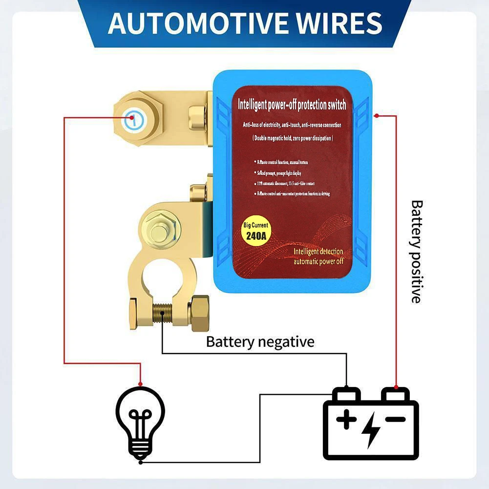 Interruttore di disconnessione remota della batteria 12V 240A Interruttore di interruzione dell\'alimentazione Interruttore di spegnimento automatico