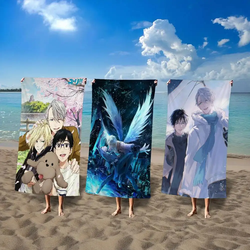Anime YURI!!! on ICE Microfiber Blanket Quick Drying Beach Towels Oversized Printing Super Absorbent Pool Towel Blanket