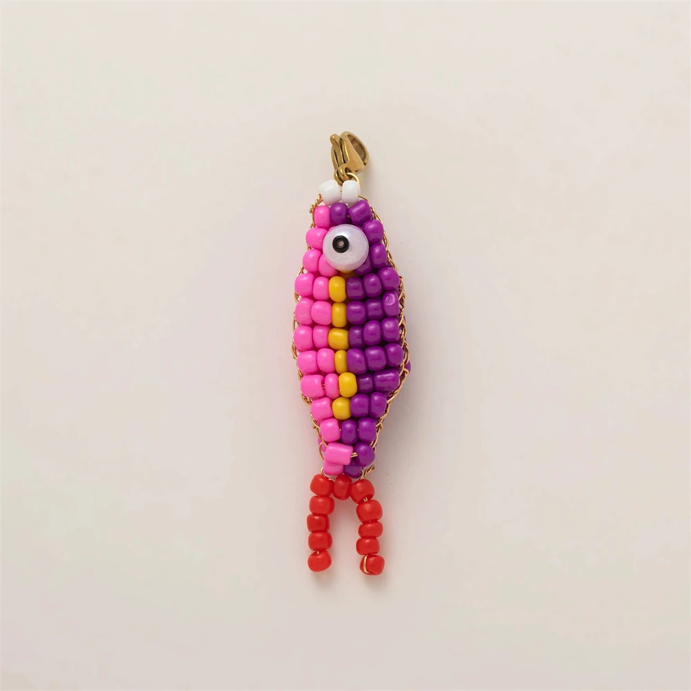 Creative Colorful Beads Fish Pendant Keychain