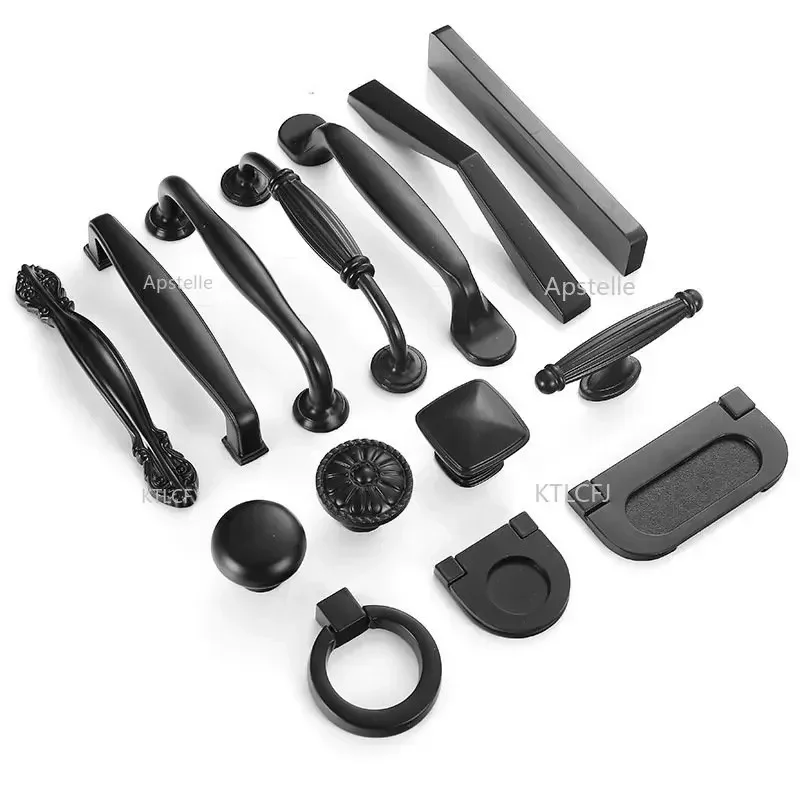 Schwarze Schrankgriffe im amerikanischen Stil, Küchenschrank-Türgriffe, Schubladenknöpfe, modische Möbelgriffe, Hardware