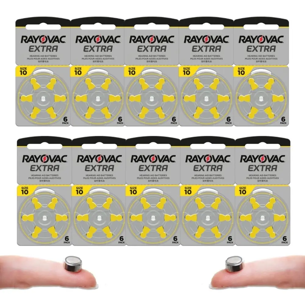 RAYOVAC-Batería de Zinc EXTRA para audífono, 60 piezas, A10, 10A, 10, PR70, A10