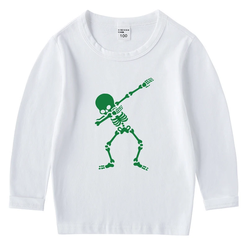 Wish Asha Children's T-Shirt Fashion 100% Cotton Boy T Shirt Girl Cartoon Skull Print Girl T-Shirt Top Boy Clothes 2-12Y