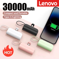 Lenovo Mini Capsule 30000mAh High Capacity Power Bank Portable Wireless Fast Charging External Battery For iPhone Huawei Samsung