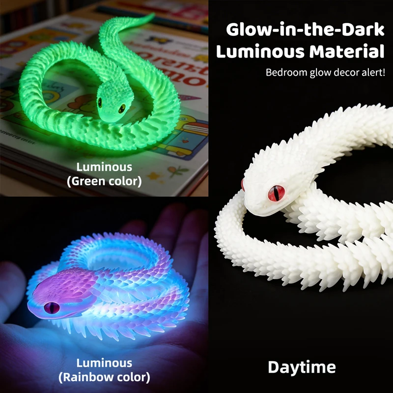 3D Printed Articulated Snake Fidget Toy Realistic Movable joint Snake Action Figure Stress Relief Desk Decor Animal Model Gift image 3