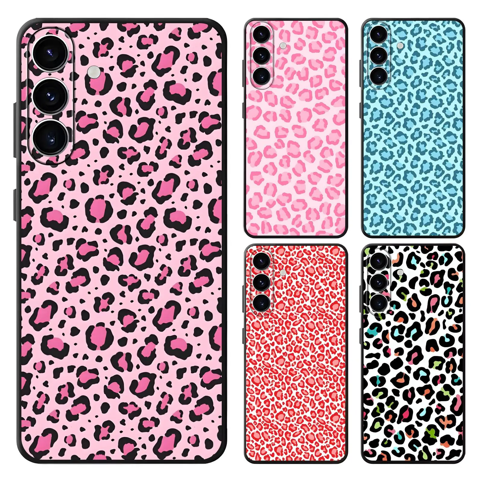 Phone Case For Samsung A57 A56 A37 A27 A17 A36 A26 A55 A35 Anti-Drop Soft Black Case Leopard print pattern