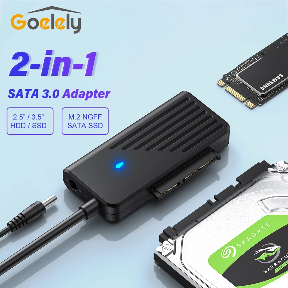 

Goelely SATA to USB3.0 Adapter SATA 3.0 to M.2 NGFF Adapter External 2.5" 3.5" SATA HDD SSD Hard Disk Adapter for Desktop Laptop