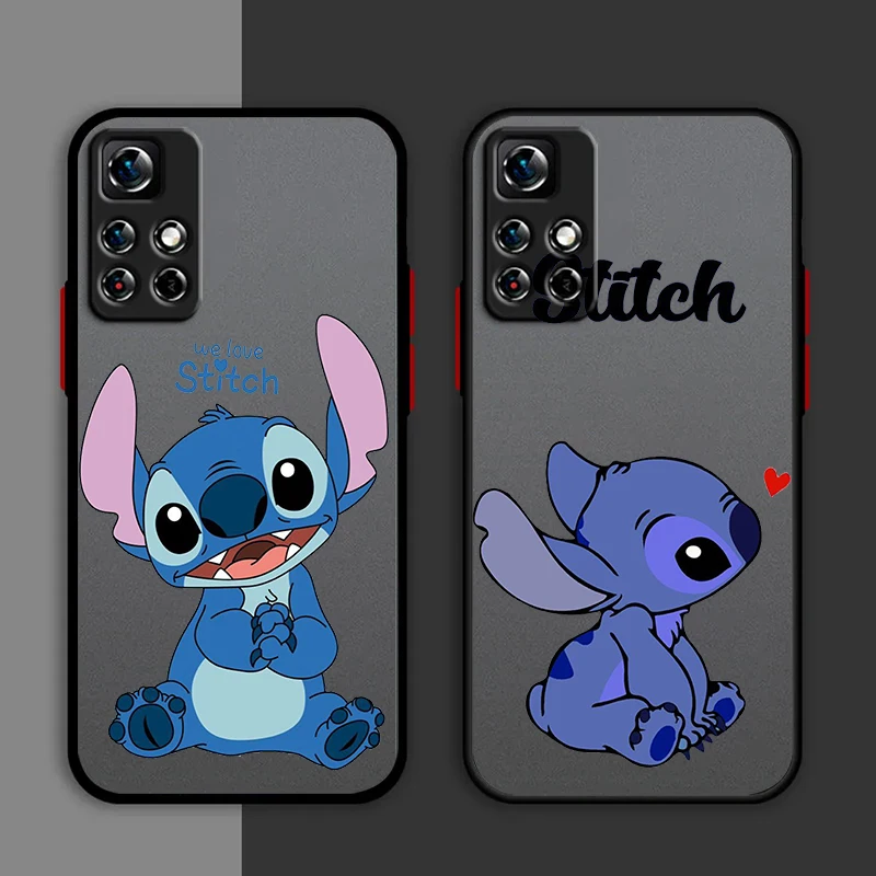 Disney Stitch Cool Phone Case For Redmi Note 13 12 11 10 Pro Plus Pro S T 5G Matte Frosted Translucent Cover