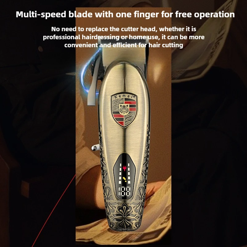 Kemei KM-2360 Kit Gunting Rambut Profesional untuk Tempat Potong Rambut – Alat Cukur Listrik, Pemangkas Rambut, Set Penataan Rambut & Perawatan