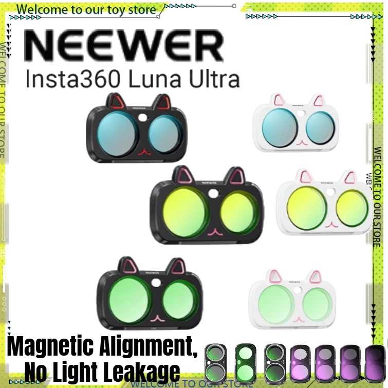 NEEWER Magnetic Cat Ear Lens Filter for Insta360 Luna Ultra,1/4 Black Mist Cold Rose UV CPL ND2-32 Cinematic Vlog Camera Filter
