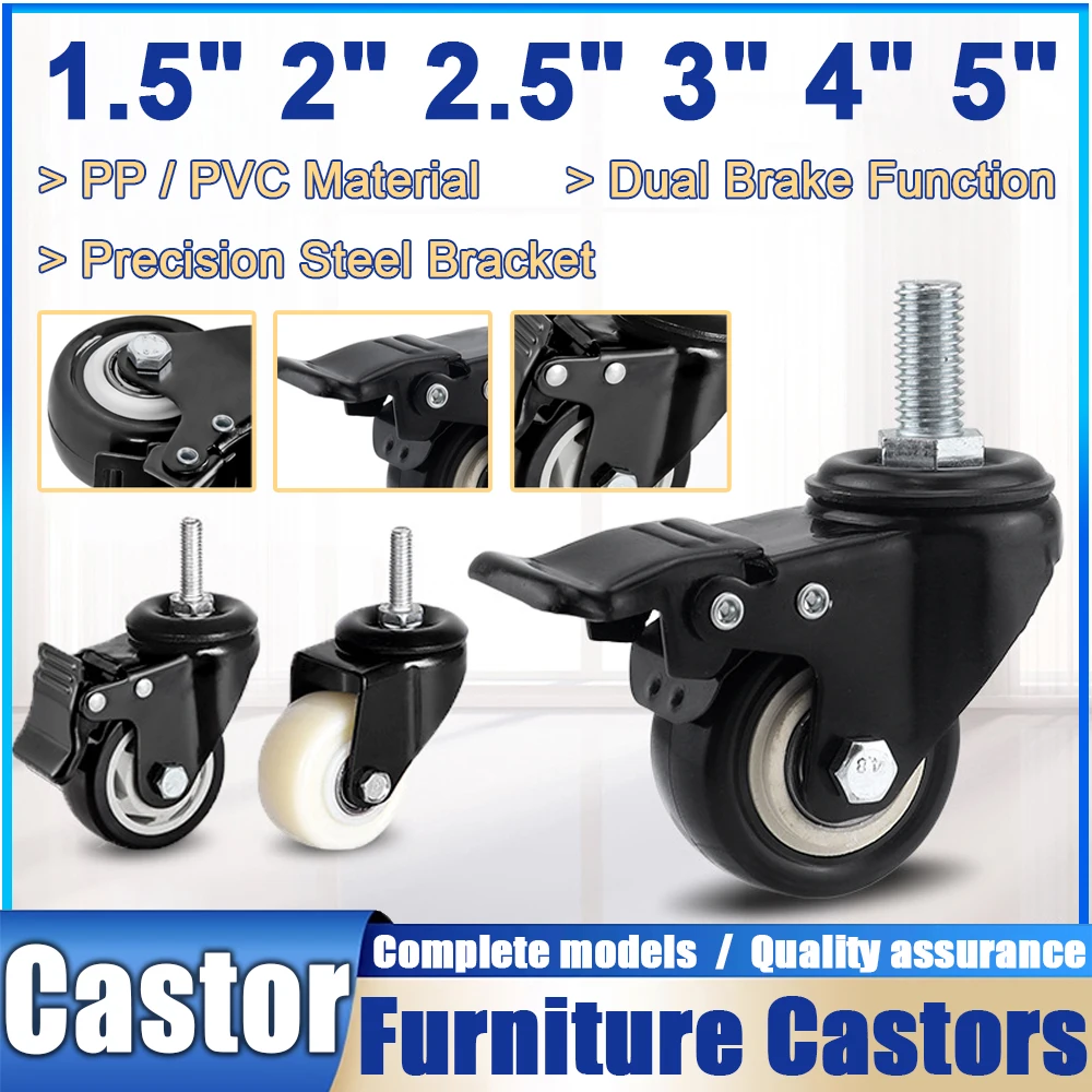 

4pcs Furniture Casters Wheels Soft Rubber Swivel Caster Quite Roller Wheels for Trolley Baby Crib Bed Wheels Household Accessory