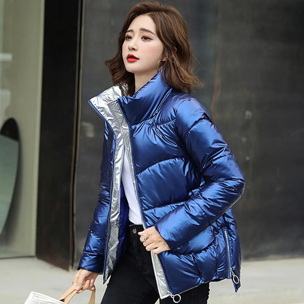 Short Slim Cotton Coat Parkas Female Glossy New Women Winter Warm Thick Shiny Coats Female Plus Size Jacket  Parka Girl 2022