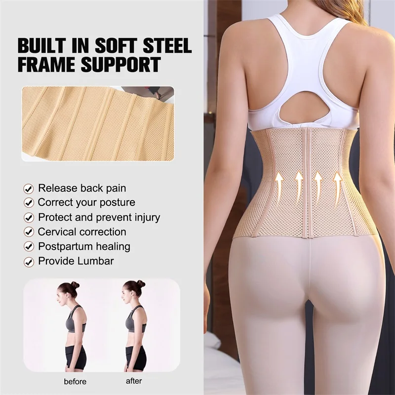 MISTHIN على شكل حرف V مدرب خصر مشد تنفس شبكة المرأة للتنحيف حزام الثدي رفع مدرب خصر تجريب امرأة ملابس داخلية #5