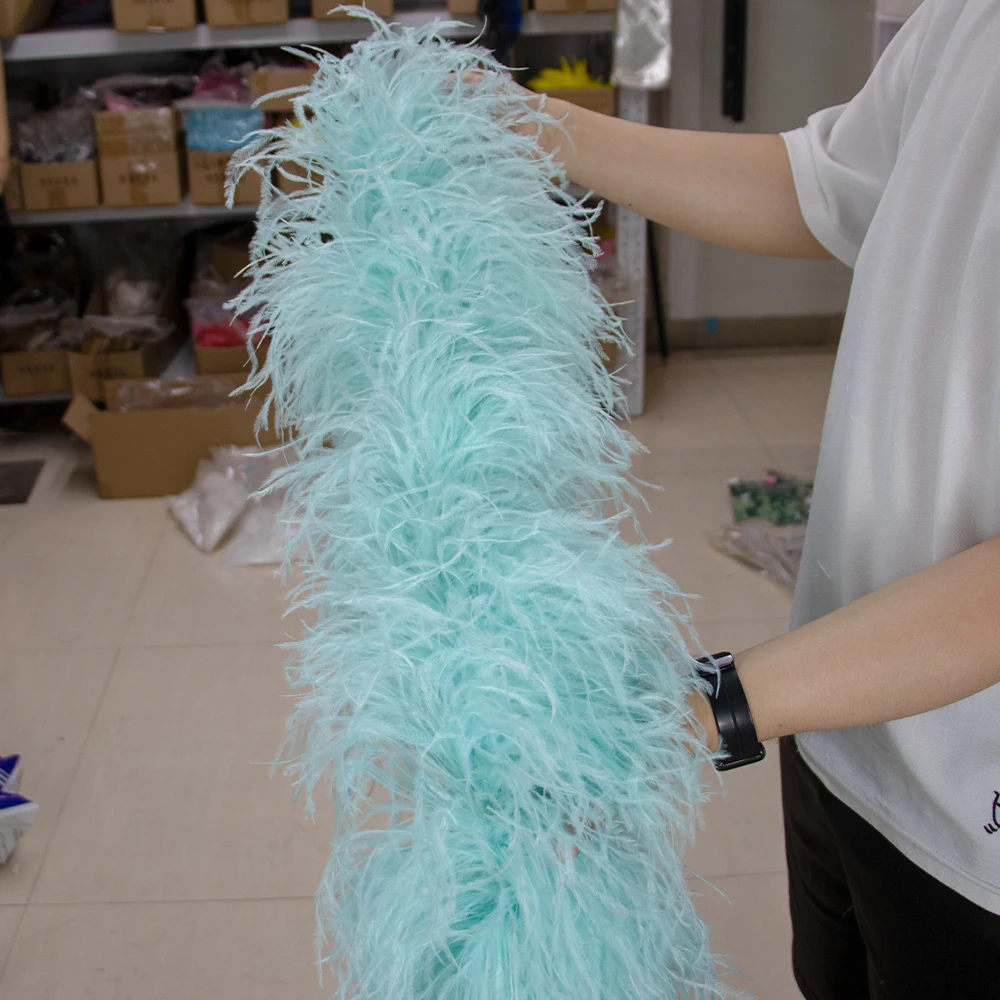 

20 layer 90cm mint green ostrich feather boa wedding party lady dress festival decoration clothing hat accessories Scarf DIY