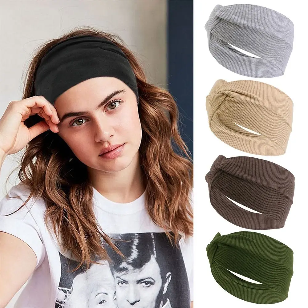 High Quality Nonslip Elastic New Turban Running Headwrap Wide Sports Headband Fold Yoga Hairband Stretch Hair Band